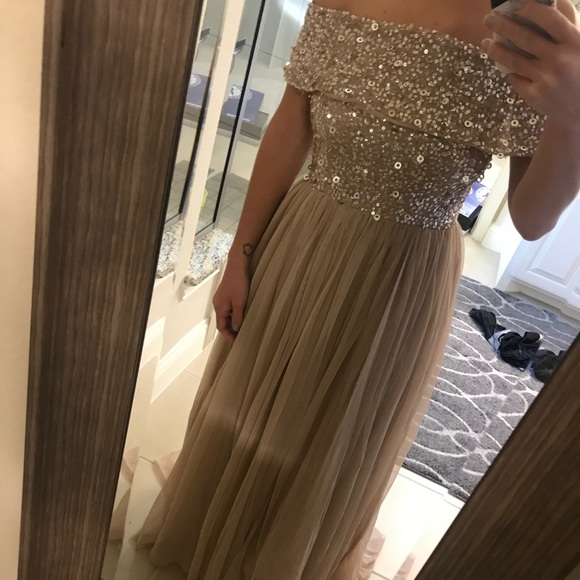 maya bridesmaid bardot maxi tulle dress